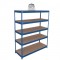 Industrial Garage Shelving Boltless Blue 5 Tier 1500mm Wide Storage Bay