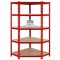 Corner Industrial Racking Garage Shelving 90cm Red Storage Units Heavy Duty Metal Shelves MDF