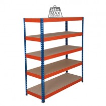 Heavy Duty Garage Shelving Boltless Steel Racking Blue & Orange 5 Tier 1500mm Wide Bay