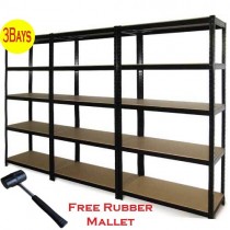 Garage Shelving 3x Black Shed Utility Greenhouse Industrial Storage Racks Bays