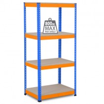 Garage Shelving Heavy Duty Workshop Racking Blue And Orange 4 Tier Chipboard Shelves Storage Bay