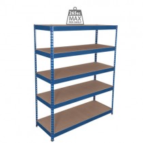 Industrial Garage Shelving Boltless Blue 5 Tier 1500mm Wide Storage Bay
