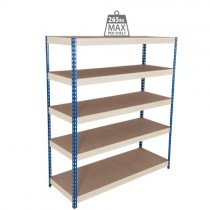 Garage Shelving Boltless Blue & Grey 5 Tier 1500mm Wide Industrial Storage Bay