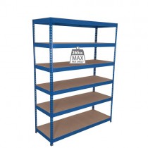 Workshop Garage Shelving Heavy Duty Blue 6 Level 1200mm Wide Storage Bay