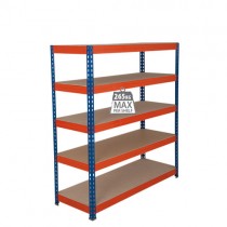 Heavy Duty Garage Shelving Blue & Orange 5 Level 1600mm High Stockroom Bay