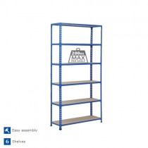 Industrial Garage Shelving 6 Chipboard Shelves Blue Storage Bay
