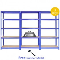 Garage Shelving Industrial Heavy Duty Steel Shelves 3x Racking Bays 5 Tier Unit Storage Racks