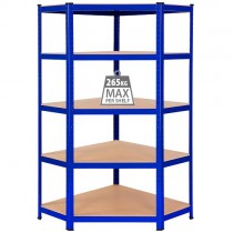 Industrial Racking Heavy Duty Metal Corner Racking Garage Shelving 5 Tier Racks Bays Blue Steel