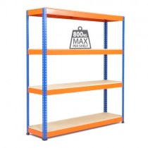 Garage Shelving Blue And Orange Metal Heavy Duty 4 Tier Chipboard Racking Storage Shelves Bay