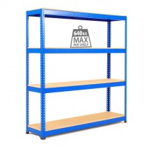 Heavy Duty Garage Shelving Blue 4 Tier Chipboard Shelves Industrial Racking Unit