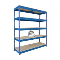 Garage Shelving Heavy Duty Racking Metal Blue 5 Chipboard Shelves Warehouse Storage Bay