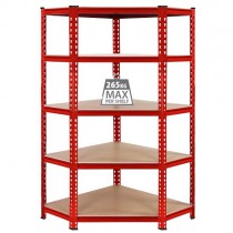 Corner Industrial Racking Garage Shelving 90cm Red Storage Units Heavy Duty Metal Shelves MDF